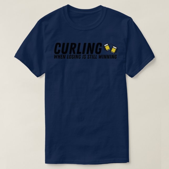 Camiseta Curling cuando la pérdida sigue ganando negro 2 (Diseño del anverso)