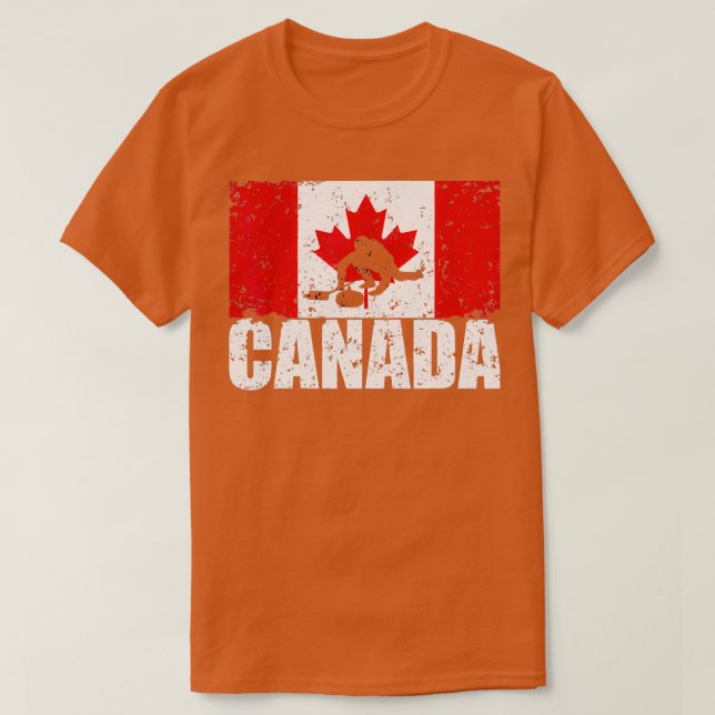 Camiseta Curling de bandera canadiense para regalo de curle (Diseño del anverso)