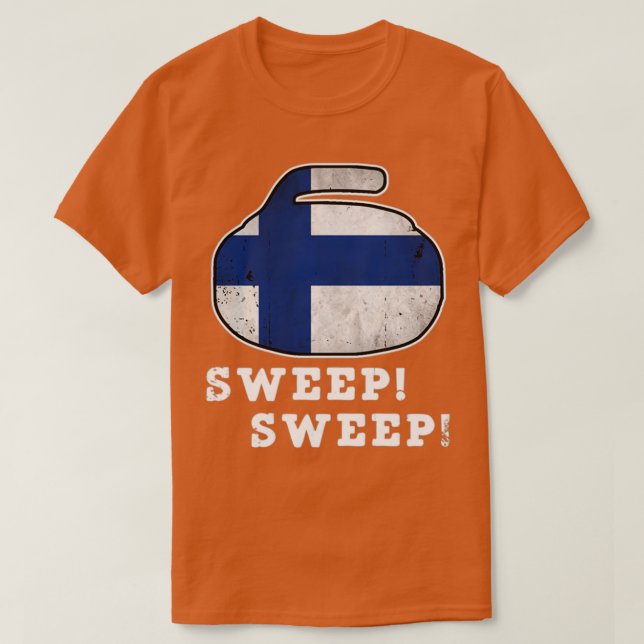 Camiseta Curling de Finlandia Bandera Nacional Barrido Curl (Diseño del anverso)