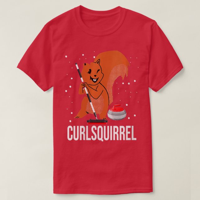 Camiseta Curling de la Mascota Deportiva Curlsquirrel Curli (Diseño del anverso)
