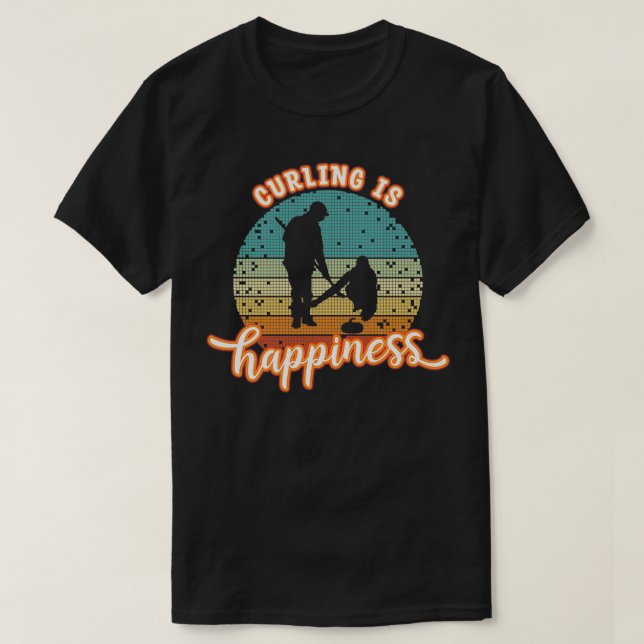 Camiseta Curling es felicidad Barrido de pulsera de píxel g (Diseño del anverso)