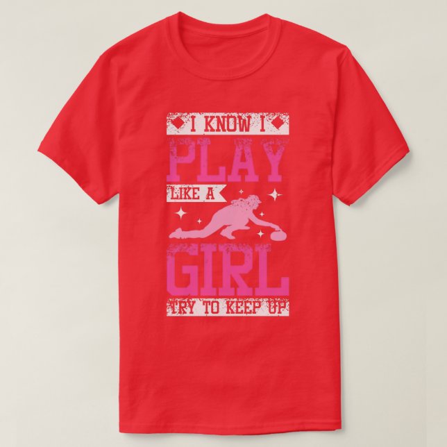 Camiseta Curling Play como un Chica (Diseño del anverso)