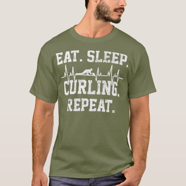 Camiseta Curling Player Vintage Heartbeat Premium (Anverso)