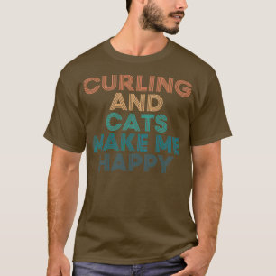 Camiseta Curling y gatos me hacen feliz regalo para curar a