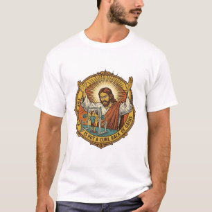 Camiseta Curlos de bíceps enojados de Jesús Rack de sentadi