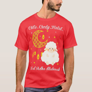 Camiseta Curly Halal Sheep Eid al-Adha Mubarak Musulmán