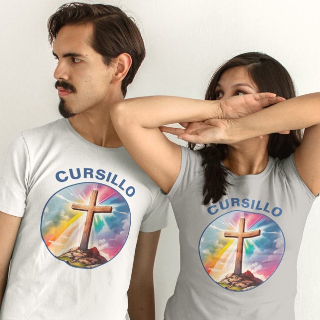 Camiseta Cursillo Cruz de Madera con arcoiris y nubes (Subido por el creador)