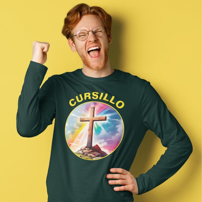 Camiseta Cursillo Cruz de Madera con arcoiris y nubes (Subido por el creador)