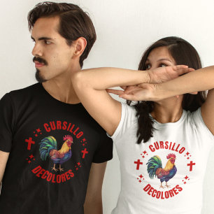 Camiseta Cursillo Decolores de gallo colorido con cruces