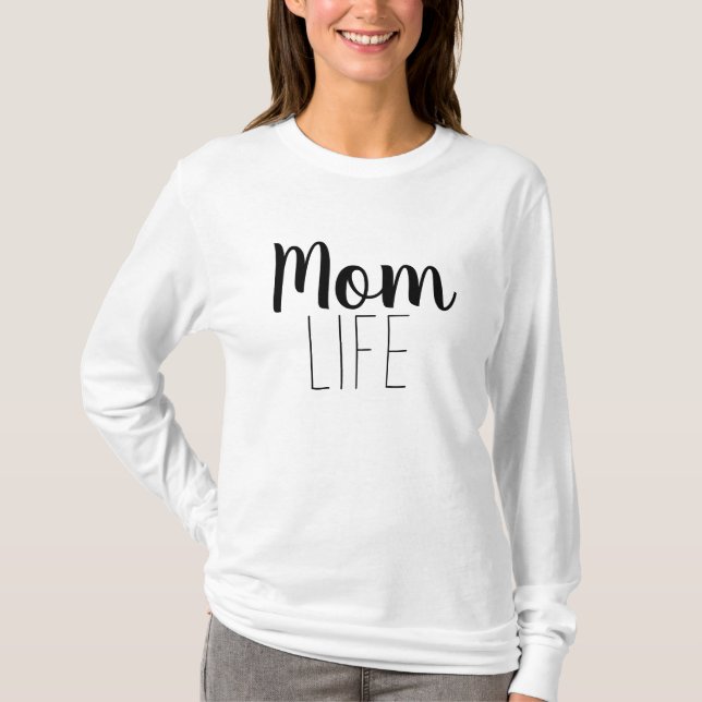 Camiseta Cursiva de vida de mamá moderna (Anverso)