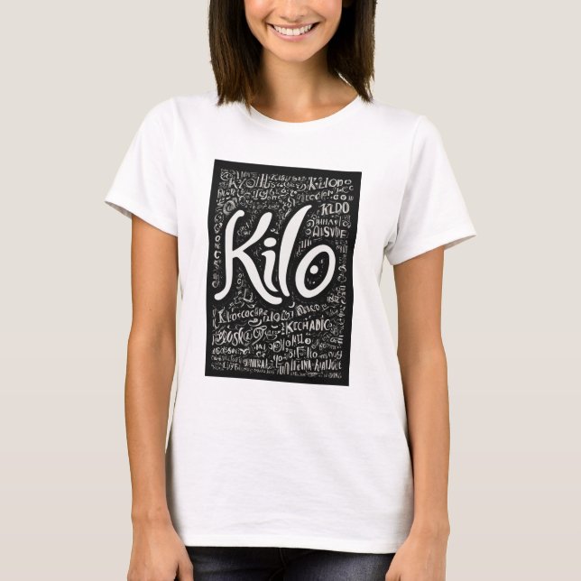 Camiseta Cursiva "Kilo" audaz y divertida (Anverso)