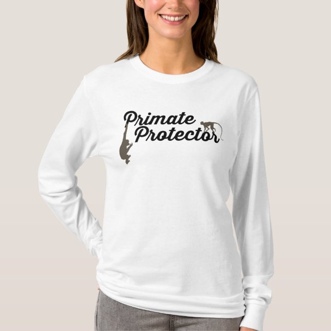 Camiseta Cursive del protector del primate largo-envuelto (Anverso)