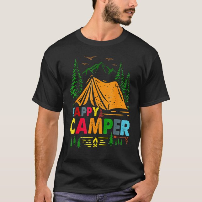 Camiseta Curso Campfire Feliz Camping Hombres Hombres Hombr (Anverso)