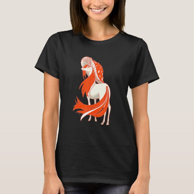 Camiseta Curso de fantasía Unicornio con hongo rojo retro d (Anverso)