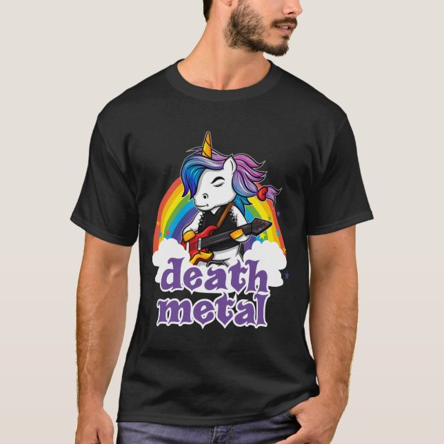 Camiseta Curta Metalizado de muerte de unicornio (Anverso)