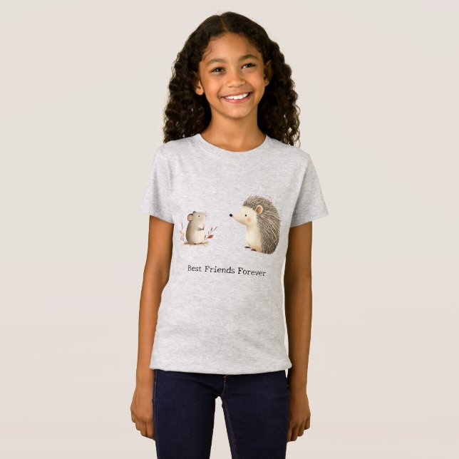 Camiseta Curte Brown Cream Hedgehog Mouse Mejor Amigos (Anverso completo)