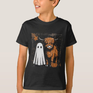Camiseta Curte Fall Highland Cow Ghost Spookone Season Fung