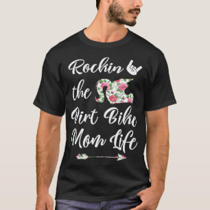 Camiseta Curte Floral Dirt Bike Mom Life Birthday o Christm