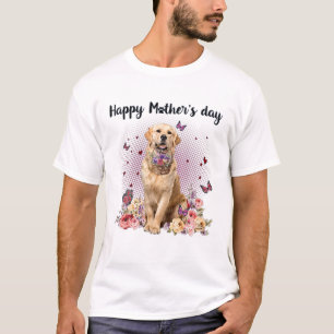 Camiseta Curte Golden Retriever Mom Flower feliz Día de la