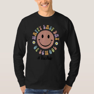 Camiseta Curte Happy Last Day Of School Bus Aide Driver Squ