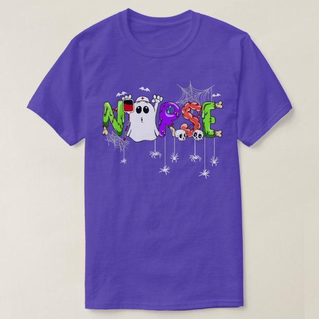 Camiseta Curte Health Worker Nurse Halloween Pattern Hallow (Diseño del anverso)