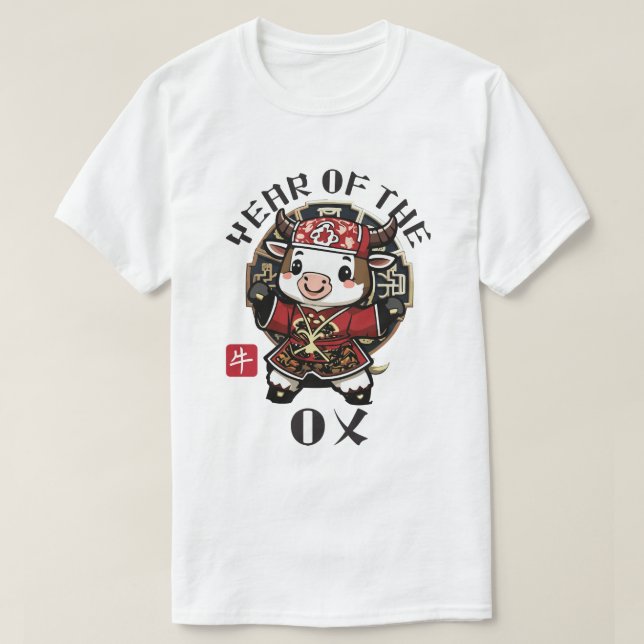 Camiseta Curte Kawaii año lunar chino-ox zodiaco (Diseño del anverso)