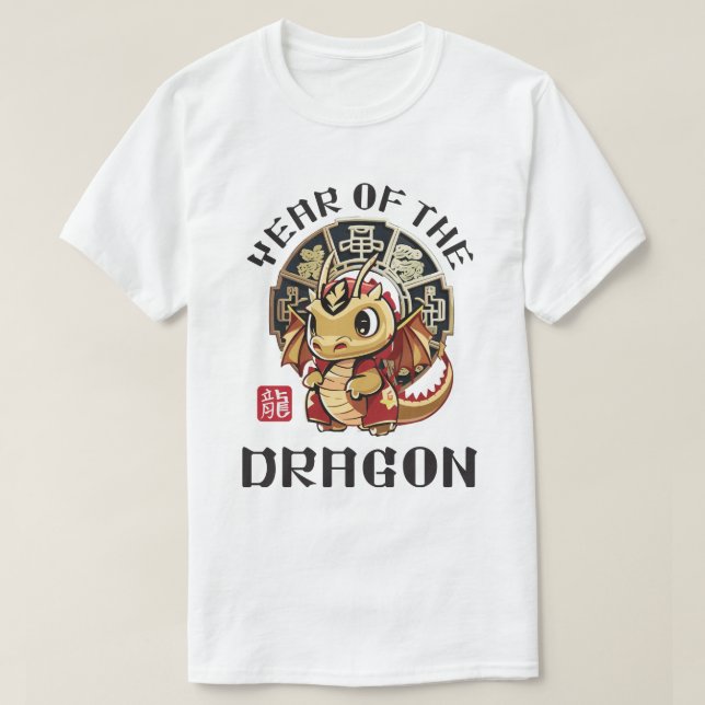 Camiseta Curte Kawaii Dragón chino asiático año lunar (Diseño del anverso)