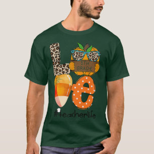 Camiseta Curte Love 5º grado Maestra Life Halloween Fall Ca