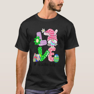 Camiseta Curte Love Teacher Life Easter Gnome Huevo Caza Ba