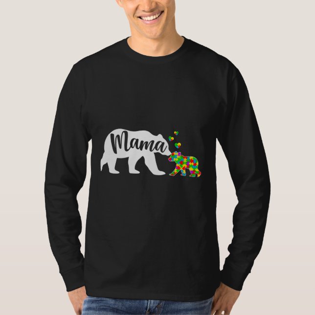 Camiseta Curte Mama Bear Autism Awareness Family Support Au (Anverso)
