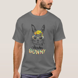 Camiseta Curte Mama Bunny Face Glasses Easter Day M