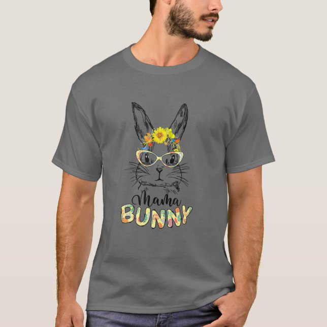 Camiseta Curte Mama Bunny Face Glasses Easter Day M (Anverso)