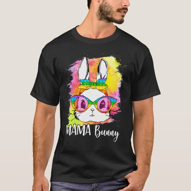 Camiseta Curte Mama Bunny Face Glasses Easter Day W (Anverso)