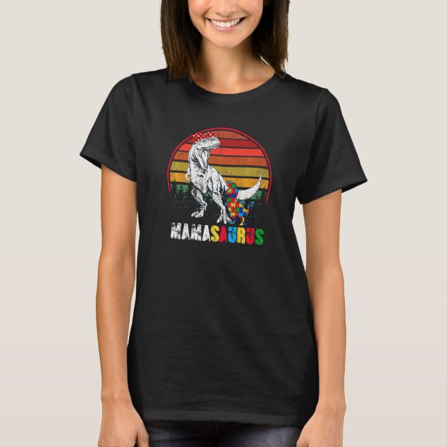 Camiseta Curte Mamasaurus T Rex Dinosaur Mama Autism Awaren (Anverso)
