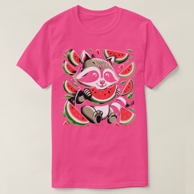 Camiseta Curte Raccoon Comer sandía Fruta Verano Hombres Do (Diseño del anverso)