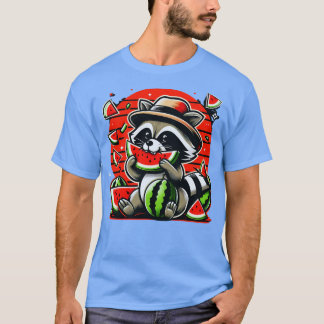 Camiseta Curte Raccoon Comer sandía Fruta Verano Hombres Do