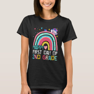 Camiseta Curte Rainbow Unicorn Feliz Primer Día De Segundo 