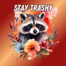 Curte Stay Trashy Raccoon Floral