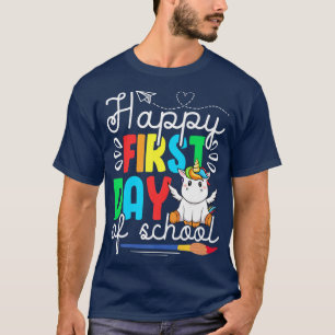 Camiseta Curte Unicornio Feliz Primer Día De La Escuela Div