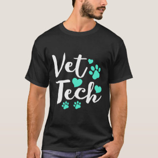 Camiseta Curte Vet Tech Turquoise Hearts Paw Print Veterina