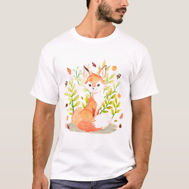 Camiseta Curte Watercolor Fox Animal (Anverso)