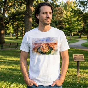 Camiseta Curva del Herradura Acuarela Paisaje del Gran Cañó