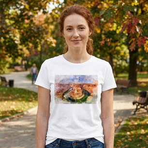 Camiseta Curva del Herradura Acuarela Paisaje del Gran Cañó