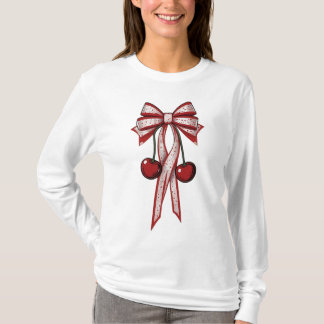 Camiseta Curva roja de cerezo impreso verano Coquette Aesth