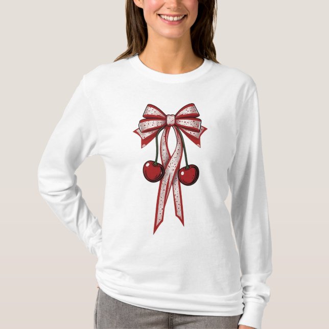 Camiseta Curva roja de cerezo impreso verano Coquette Aesth (Anverso)
