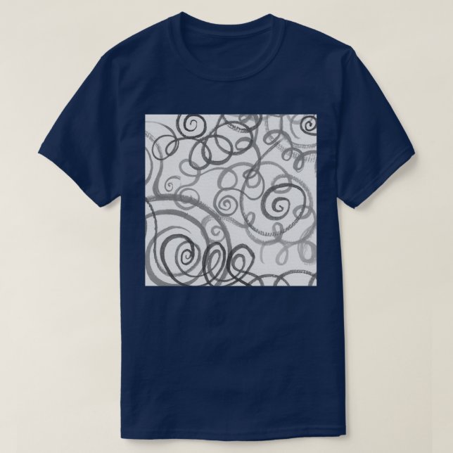 Camiseta Curvas de líneas orgánicas brillantes monocromátic (Diseño del anverso)