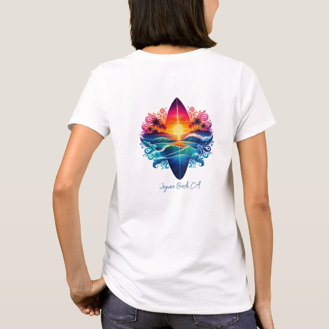 Camiseta Curvas de Surfboard de Sunset (Reverso)