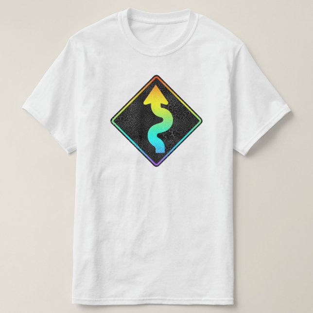Camiseta curved road ahead street sign T-Shirt (Diseño del anverso)
