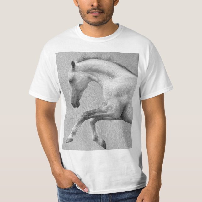 Camiseta Curvet Horse Mens plantilla moderna de animal blan (Anverso)