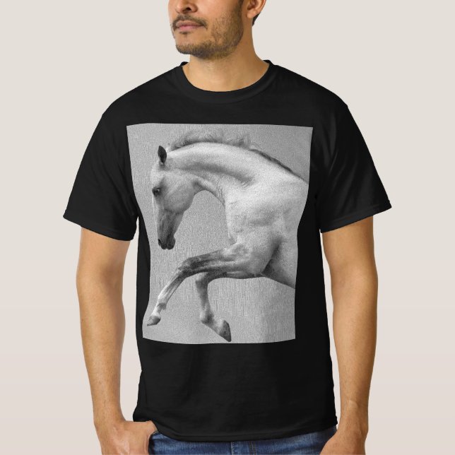 Camiseta Curvet Horse Modern Animal Template Mens Black (Anverso)